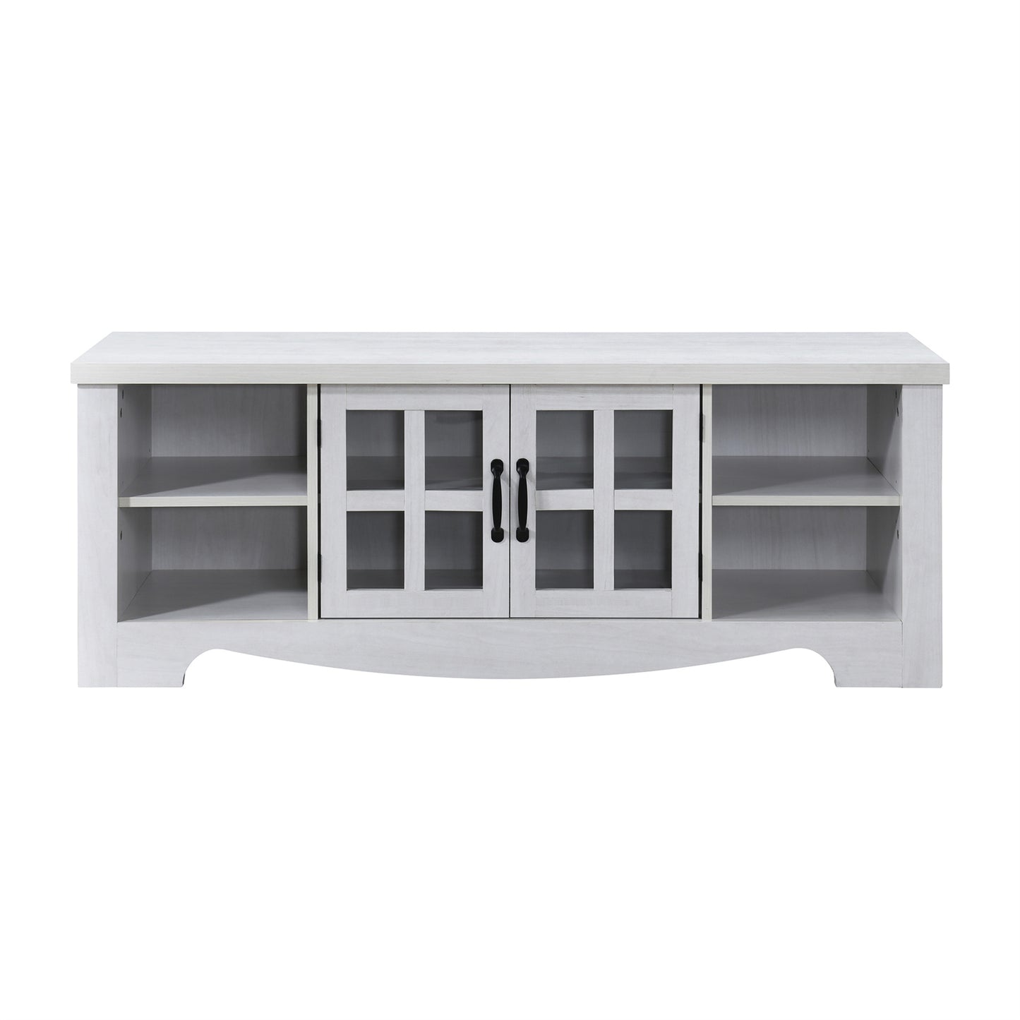 52.37 in.  Wood TV Stand with 1 Glass-fronted Storage Cabinets Fits TV's up to 60 in.