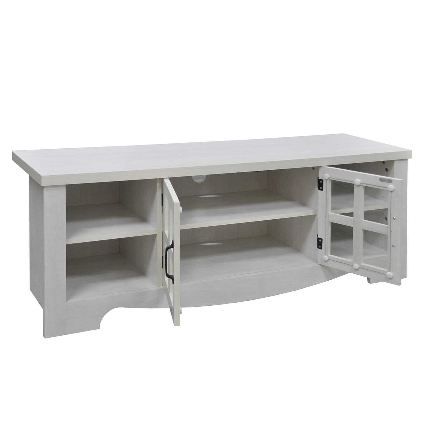 52.37 in.  Wood TV Stand with 1 Glass-fronted Storage Cabinets Fits TV's up to 60 in.