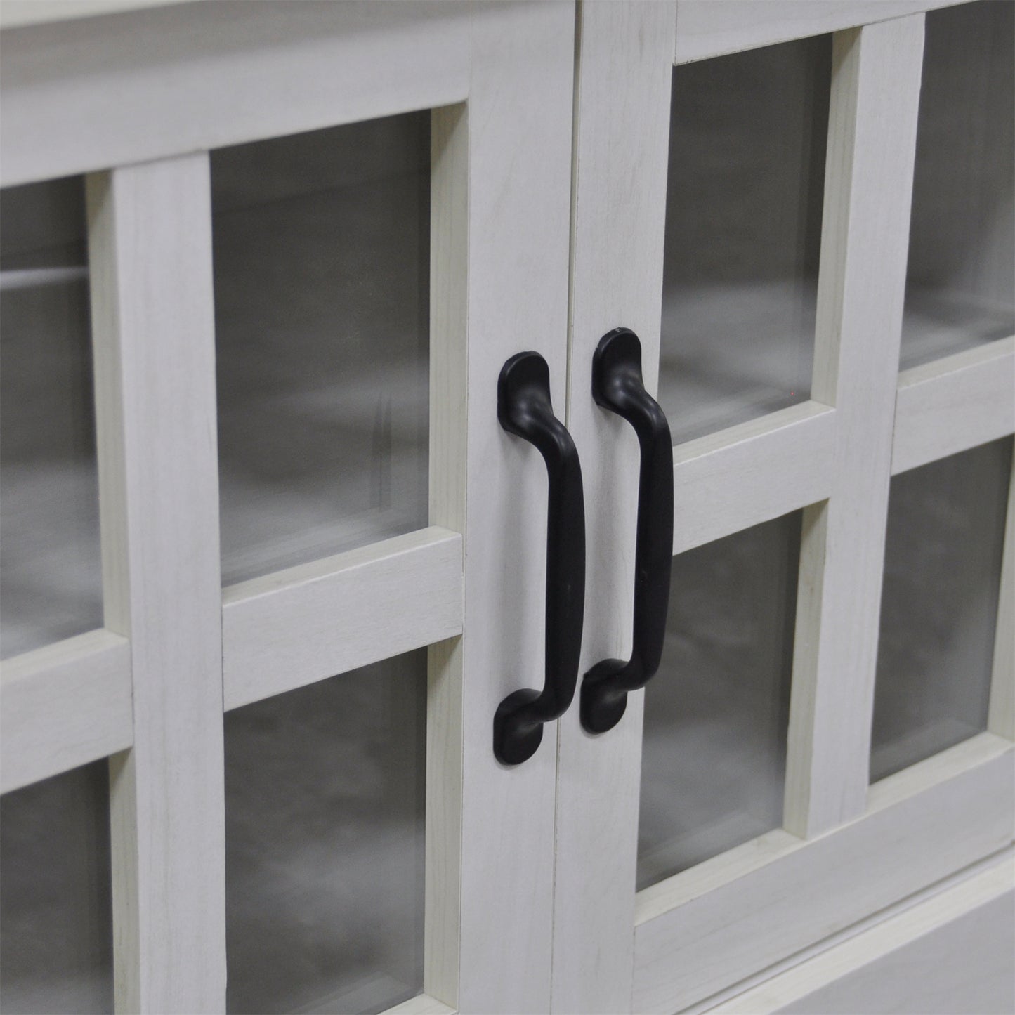 52.37 in.  Wood TV Stand with 1 Glass-fronted Storage Cabinets Fits TV's up to 60 in.