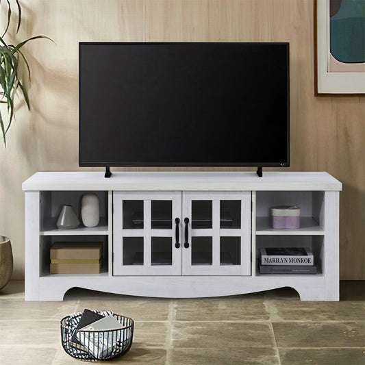 52.37 in.  Wood TV Stand with 1 Glass-fronted Storage Cabinets Fits TV's up to 60 in.