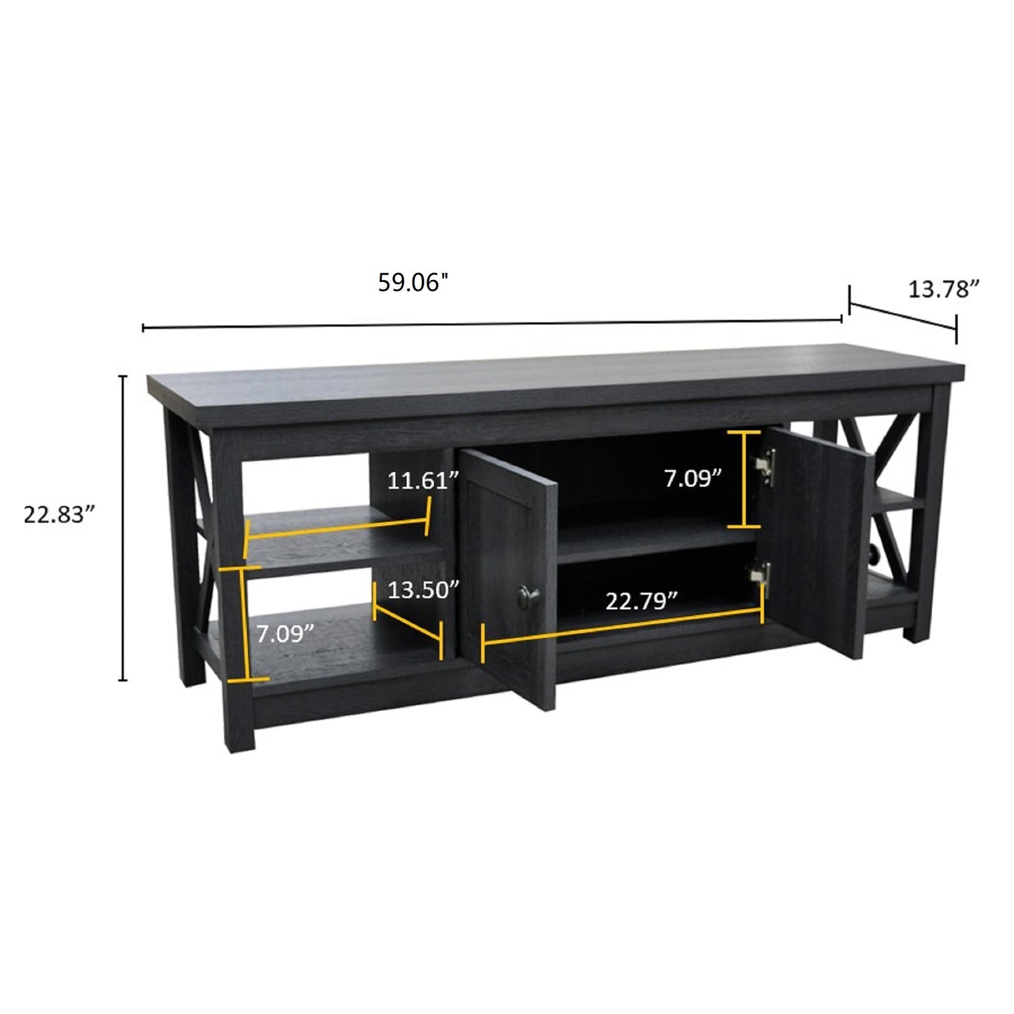 59.06 in. Wood TV Stand with 1 Storage Cabinets Fits TV's up to 65 in.