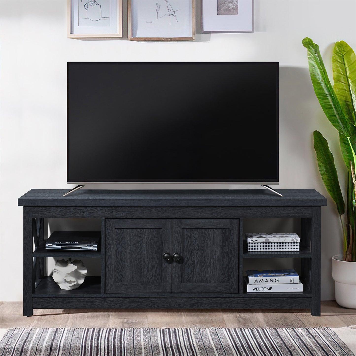 59.06 in. Wood TV Stand with 1 Storage Cabinets Fits TV's up to 65 in.