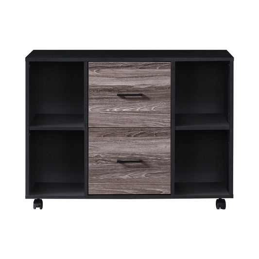 2-Drawer 39in. W File Cabinet for Home Office, Mobile Lateral Filing Cabinet, Printer Stand with Open Storage Shelves for Kids Room