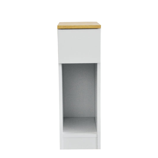 8 in. White Titanium Rectangular Wood End Table with 1 Drawer