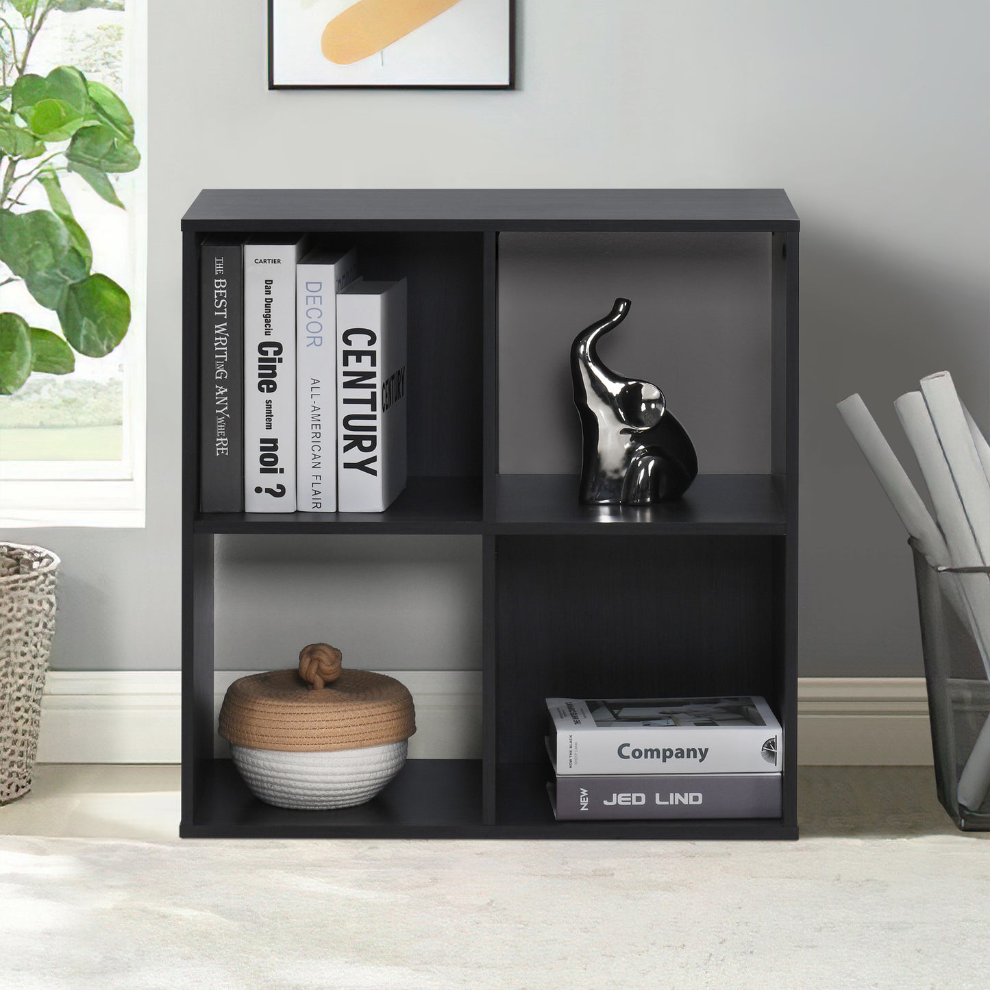 24.25 in. H x 23.5 in. W x 11.61 in. D Espresso Wood 4-Cube Storage Organizer